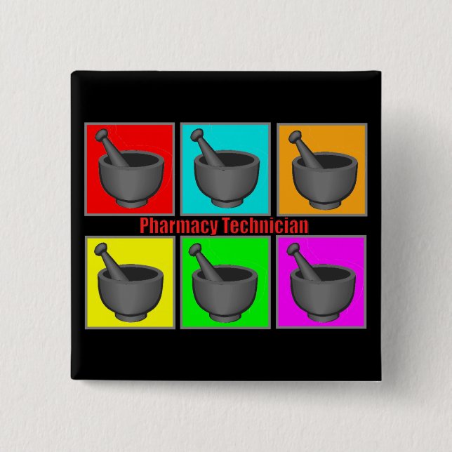 Pharmacy Technician Popart Gifts 15 Cm Square Badge (Front)