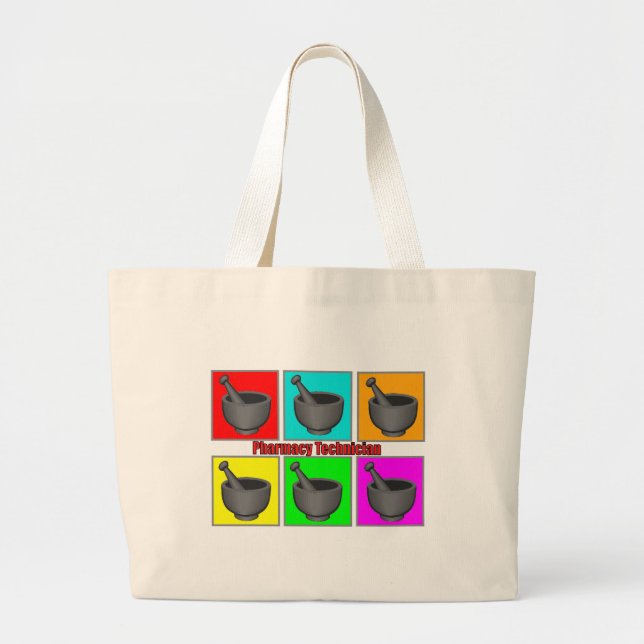 Pharmacy Technician Popart Gifts Large Tote Bag (Front)