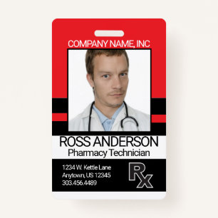 Pharmacy Technician - Red and Black ID Badge