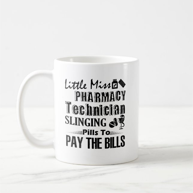 Pharmacy Technician Slinging Pills Mug (Left)