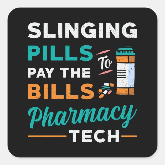 Pharmacy Technician Slinging Pills Pharmacist Gift Square Sticker (Front)