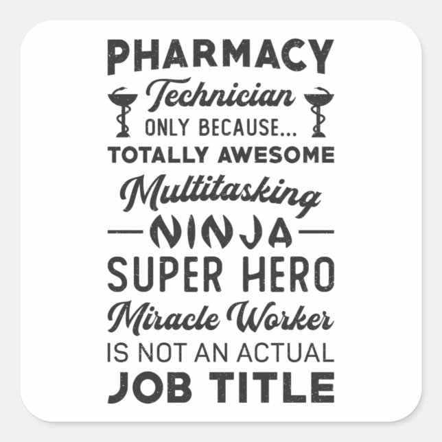 Pharmacy Technician Tech Hero Medicine Pharmacist Square Sticker (Front)