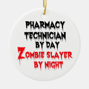 Pharmacy Technician Zombie Slayer Ceramic Tree Decoration