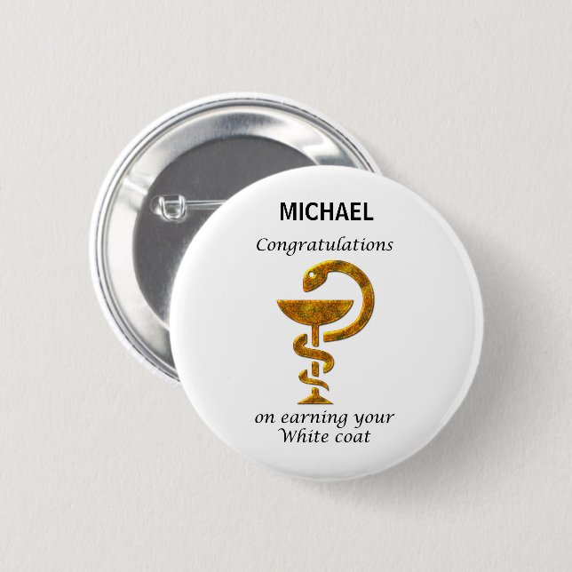 Pharmacy White Coat Ceremony Congratulations 6 Cm Round Badge (Front & Back)