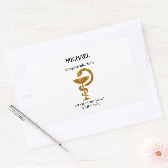 Pharmacy White Coat Ceremony Congratulations Rectangular Sticker (Envelope)
