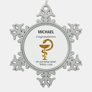 Pharmacy White Coat Ceremony Congratulations Snowflake Pewter Christmas Ornament