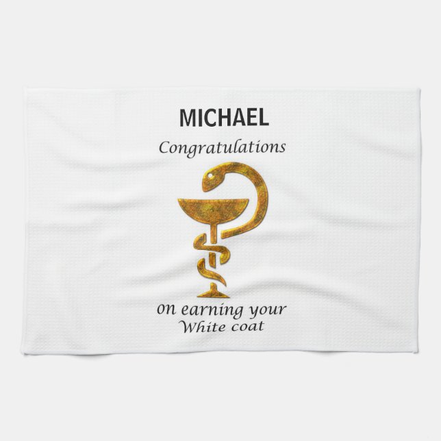Pharmacy White Coat Ceremony Congratulations Tea Towel (Horizontal)