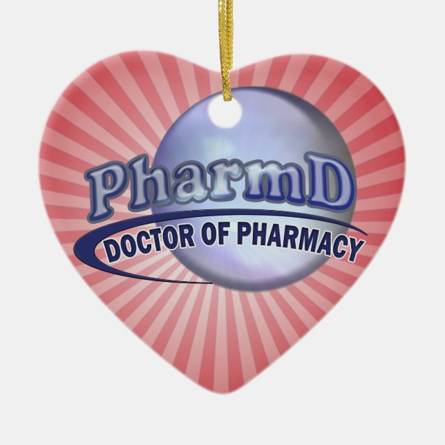 PharmD  BLUE LOGO -  DOCTOR OF PHARMACY Ceramic Tree Decoration (Front)