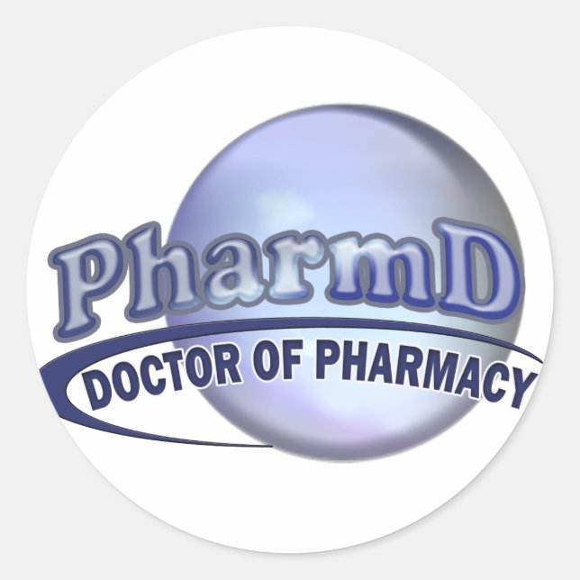 PharmD  BLUE LOGO -  DOCTOR OF PHARMACY Classic Round Sticker (Front)