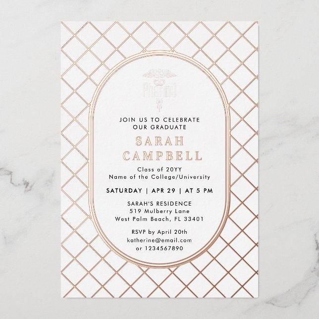 PharmD Doctor of Pharmacy Graduation Check Pattern (Front)