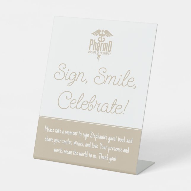 PharmD Doctor of Pharmacy Graduation Guest Book Pedestal Sign (Front)