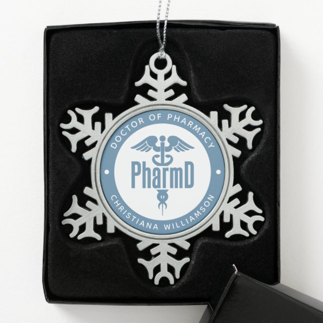 PharmD Doctor of Pharmacy Graduation Pharmacist Snowflake Pewter Christmas Ornament (Box)
