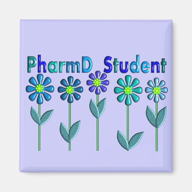 PharmD Student BLUE FLOWERS Magnet (Front)