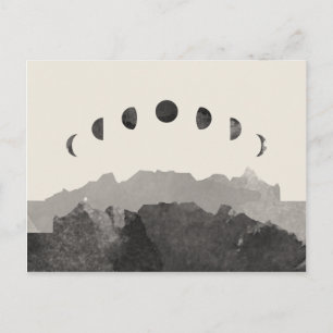 Phases of the Moon Astronomy Space Watercolor Postcard