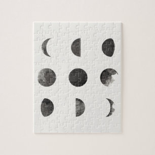 Phases of the Moon Lunar Watercolor Jigsaw Puzzle