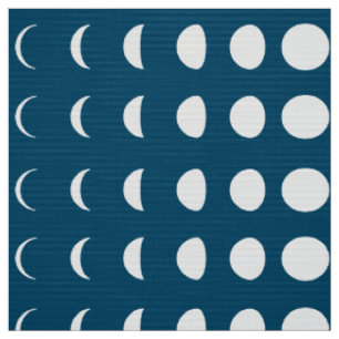 Phases of the Moon on Deep Midnight Blue Fabric