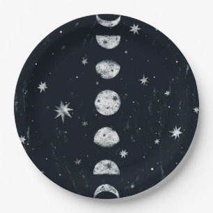 Phases of the moon paper plate