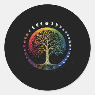 Phases Of The Moon Tree Chakra Yoga Yogi Meditatio Classic Round Sticker