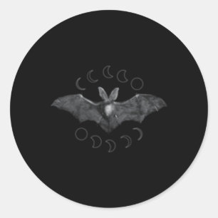 Phases Of The Moon Vampire Bat Goth Lunar Witch Wi Classic Round Sticker