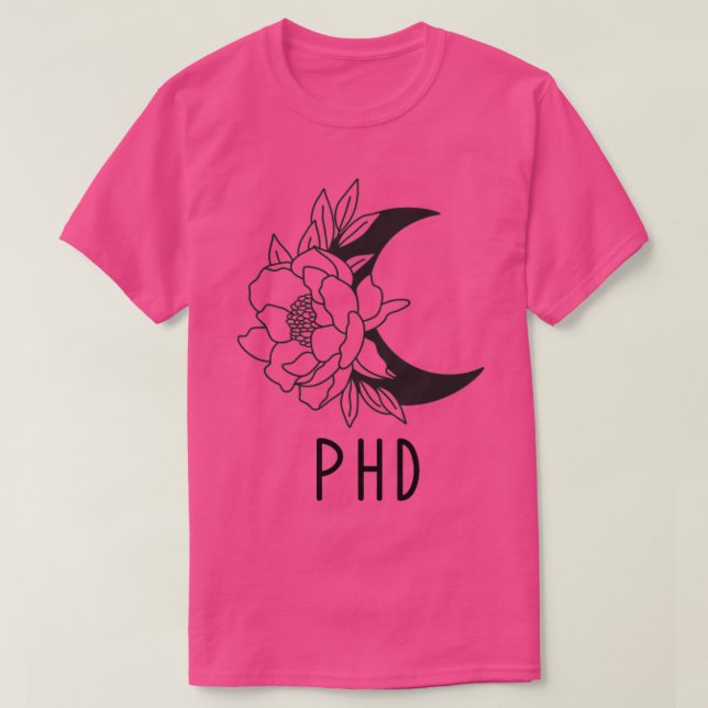Phd boho crescent moon with rose Design T-Shirt (Design Front)