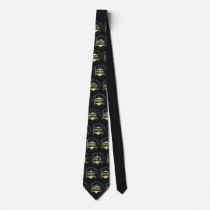 Phd cap gold black pattern doctoral degree tie