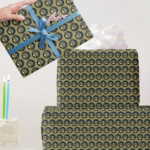 Phd cap gold black pattern doctoral degree  wrapping paper