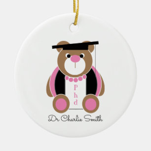 Phd congratulations bear ceramic tree decoration