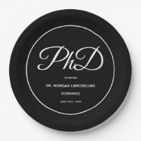PhD degree Black Graduation Party Paper Plate