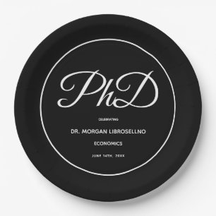 PhD degree Black Graduation Party Paper Plate