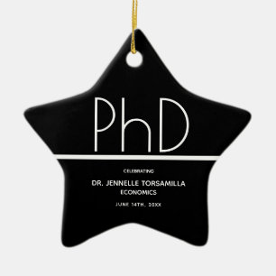 PhD degree Black Keepsake Graduation Ceramic Tree Decoration