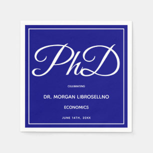 PhD degree Blue Graduation Party Napkins