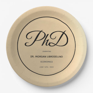 PhD degree Gold Black Graduation Party Paper Plate