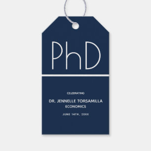 PhD degree Graduation Party Blue Gift Tags