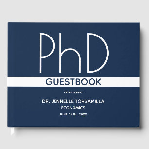 PhD degree Graduation Party  Blue Guest Book