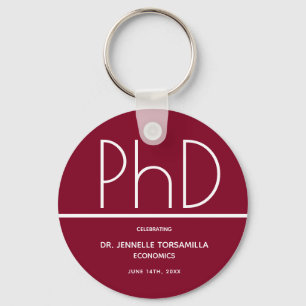 PhD degree Graduation Party Burgundy Favour Key Ring