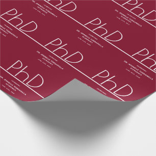PhD degree Graduation Party Burgundy Wrapping Paper