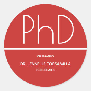 PhD degree Graduation Party Classic Round Sticker