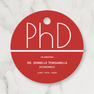 PhD degree Graduation Party Favour Tags