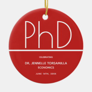 PhD degree Graduation Party Keepsake Ceramic Tree Decoration