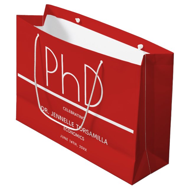 PhD degree Graduation Party Large Gift Bag (Front Angled)