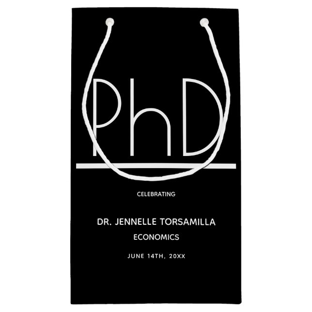 PhD degree Graduation Party Small Black Small Gift Bag (Back)