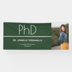 PhD degree Green Graduation Photo Celebration Banner