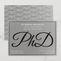 PhD degree Grey Silver Black Graduation Party