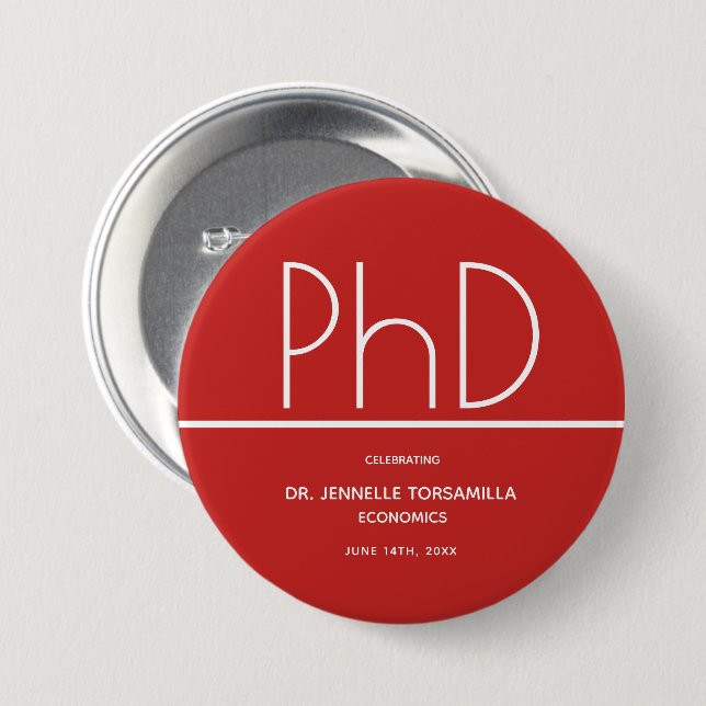PhD degree Keepsake Graduation 7.5 Cm Round Badge (Front & Back)