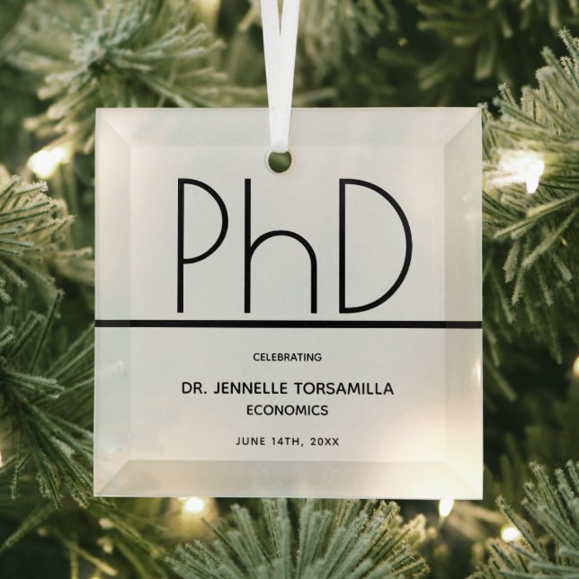PhD degree Keepsake Graduation Glass Tree Decoration (Insitu)