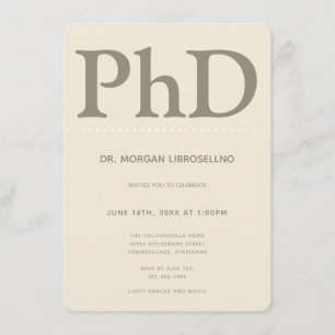 PhD degree Tan Khaki Graduation Party Invitation