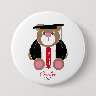 PhD doctor of philosophy congratulations cute bear 7.5 Cm Round Badge