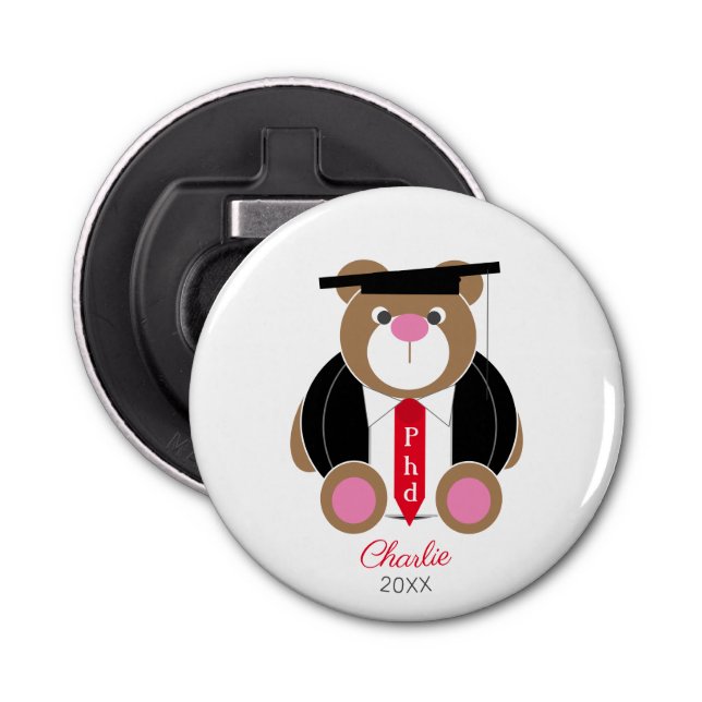 PhD doctor of philosophy congratulations cute bear Bottle Opener (Front)