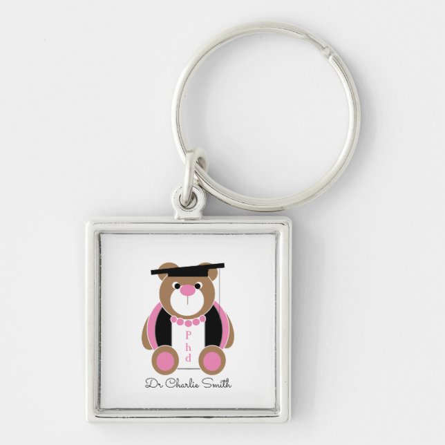 PhD doctor of philosophy congratulations cute bear Key Ring (Front)