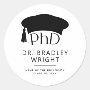 PhD Doctoral Grad Hat Doctoral Degree Graduation Classic Round Sticker